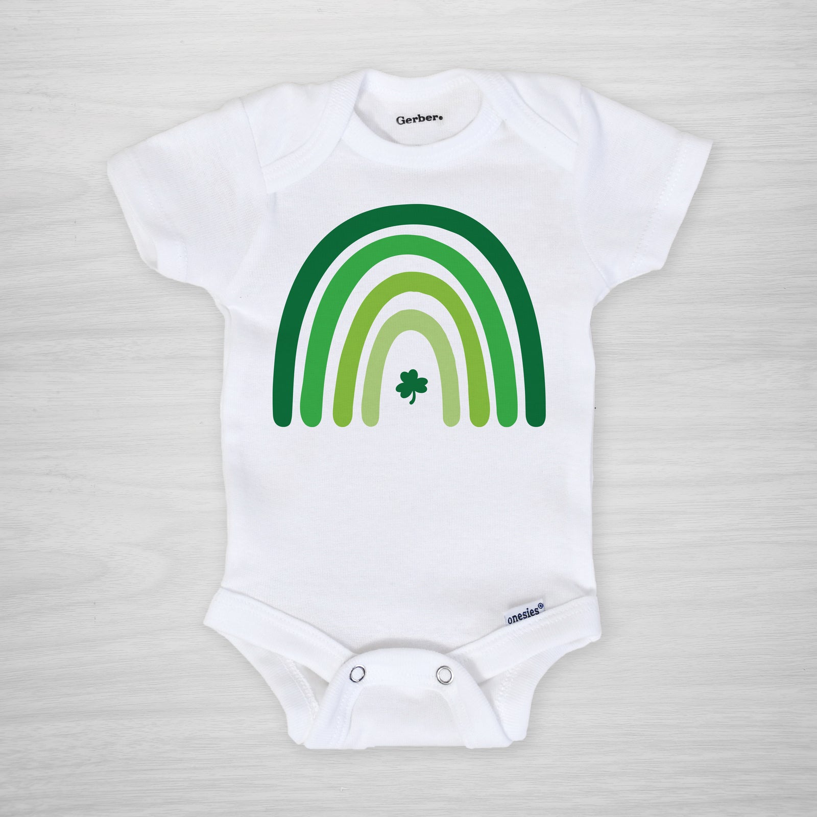 Boho St. Patrick's Day Green Rainbow Gerber Onesie®, Long sleeved