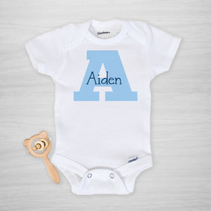 Bold Initial Personalized Gerber Onesie, short sleeved