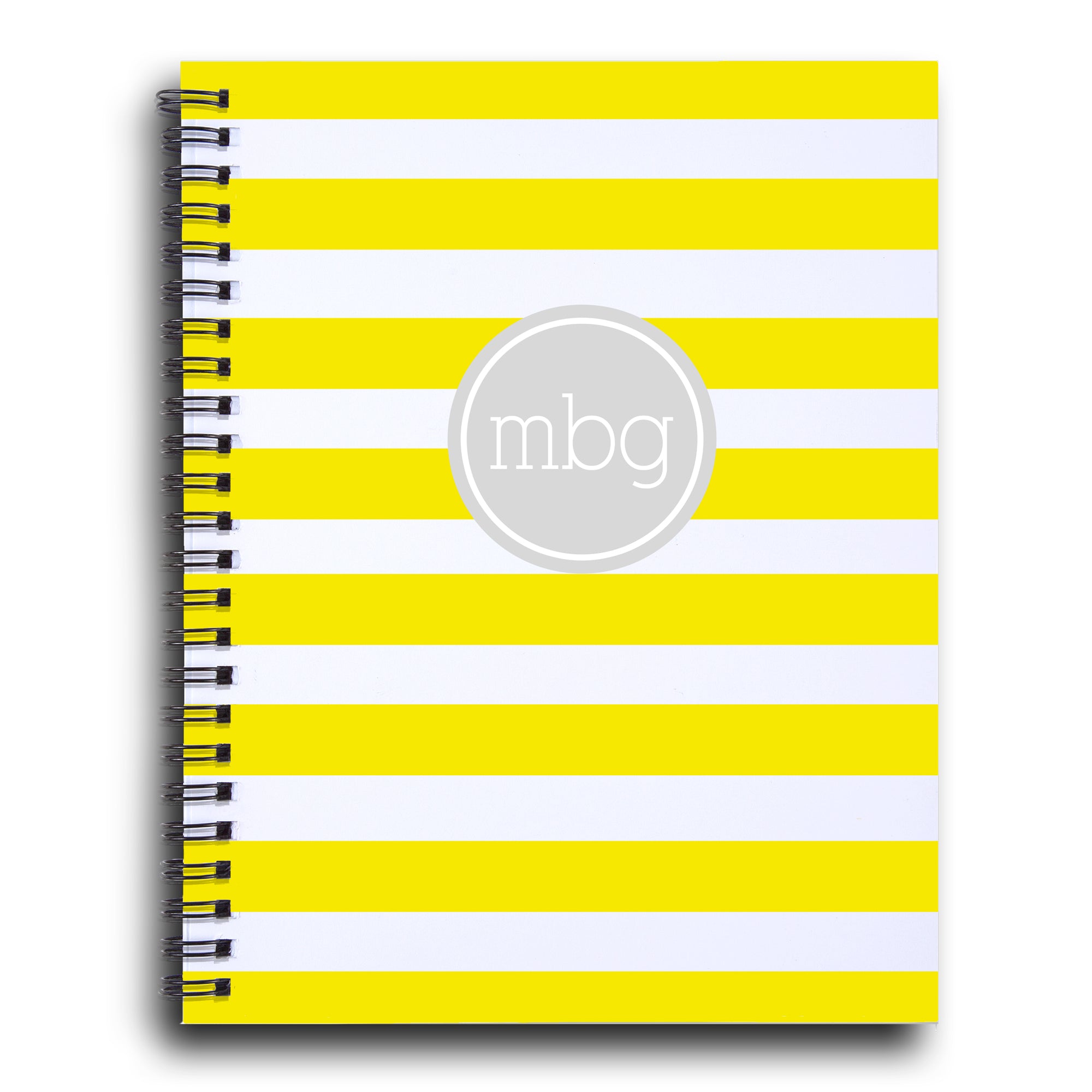 Bold Stripe Initial notebook  in sunshine and smoke | PIPSY.COM