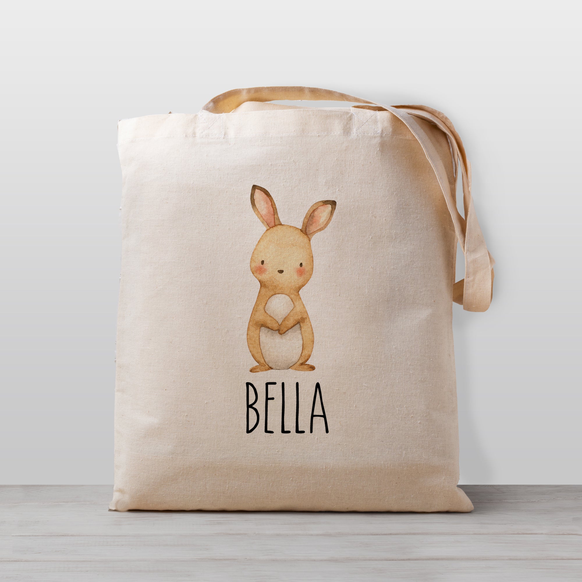 Bunny Rabbit Personalized Tote Bag, 100% Natural Cotton Canvas