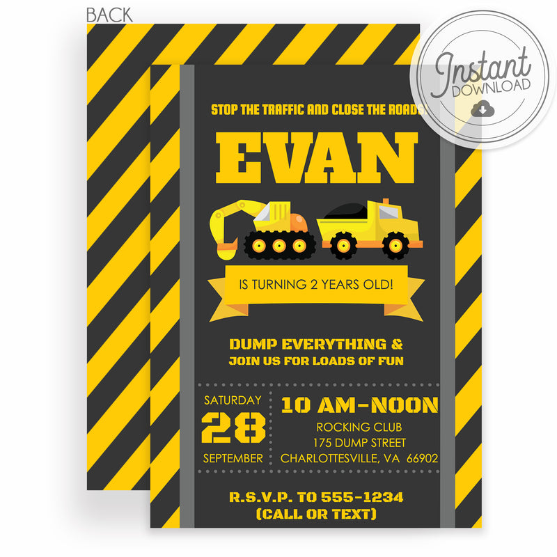 Construction Party Invitations (DIY Printable) - Pipsy