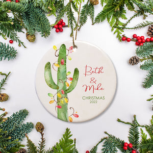 Cactus Personalized Christmas Ornament | Desert Holiday | Palm Springs | Cactus with lights | Pipsy.com