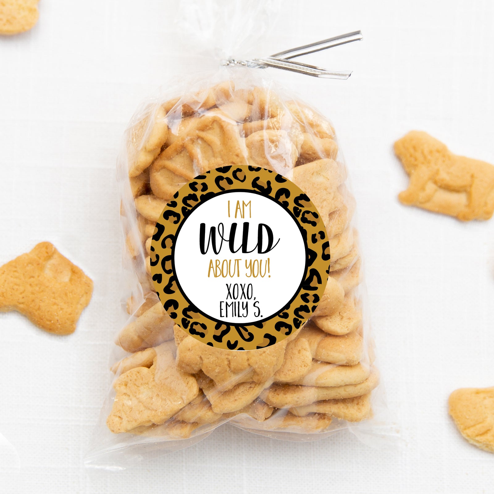 Cheetah 2.5" Round Valentine's Day Sticker for candy bag | Classroom Party | Personalized stickers | PIPSY.COM