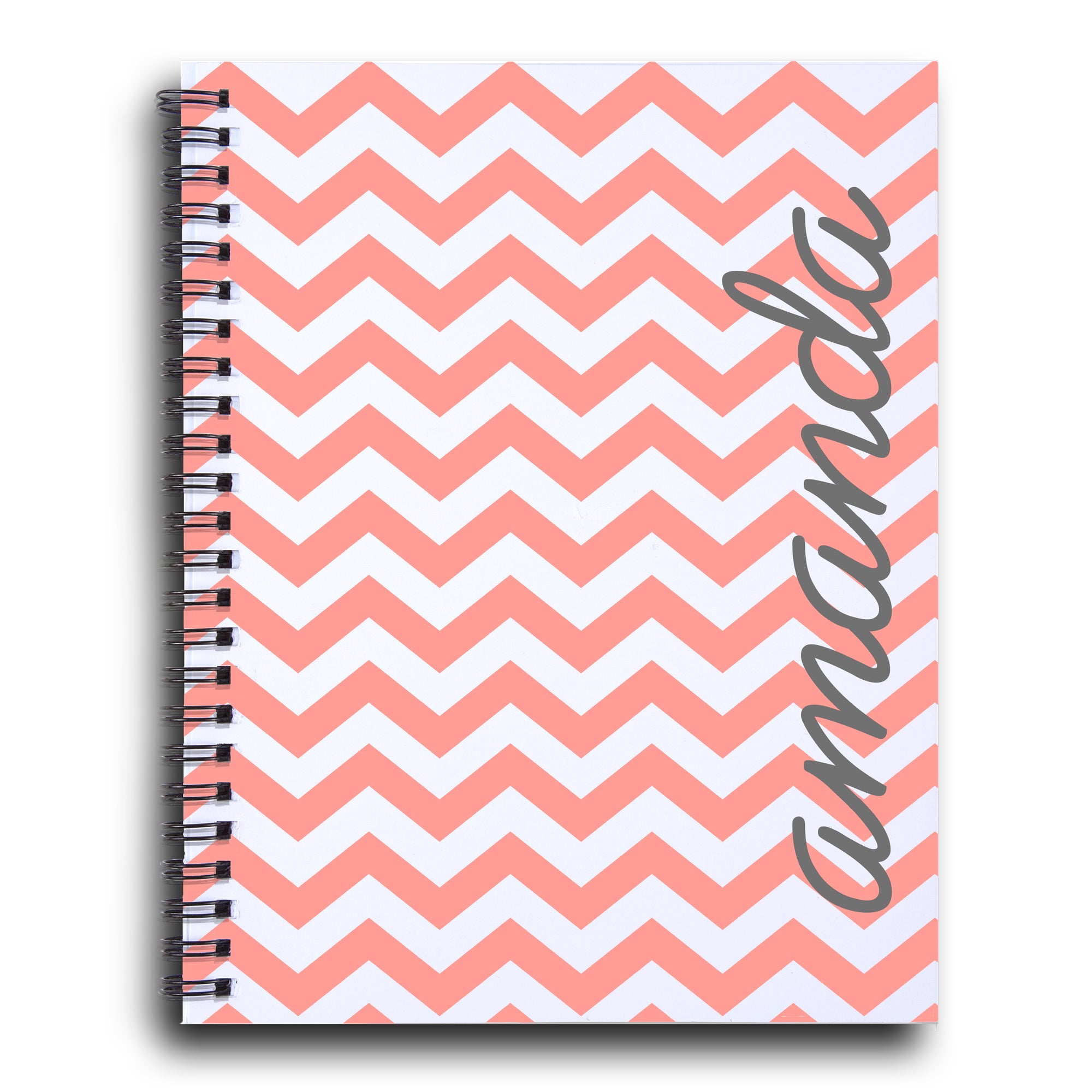 Personalized Chevron Notebook in coral | PIPSY.COM