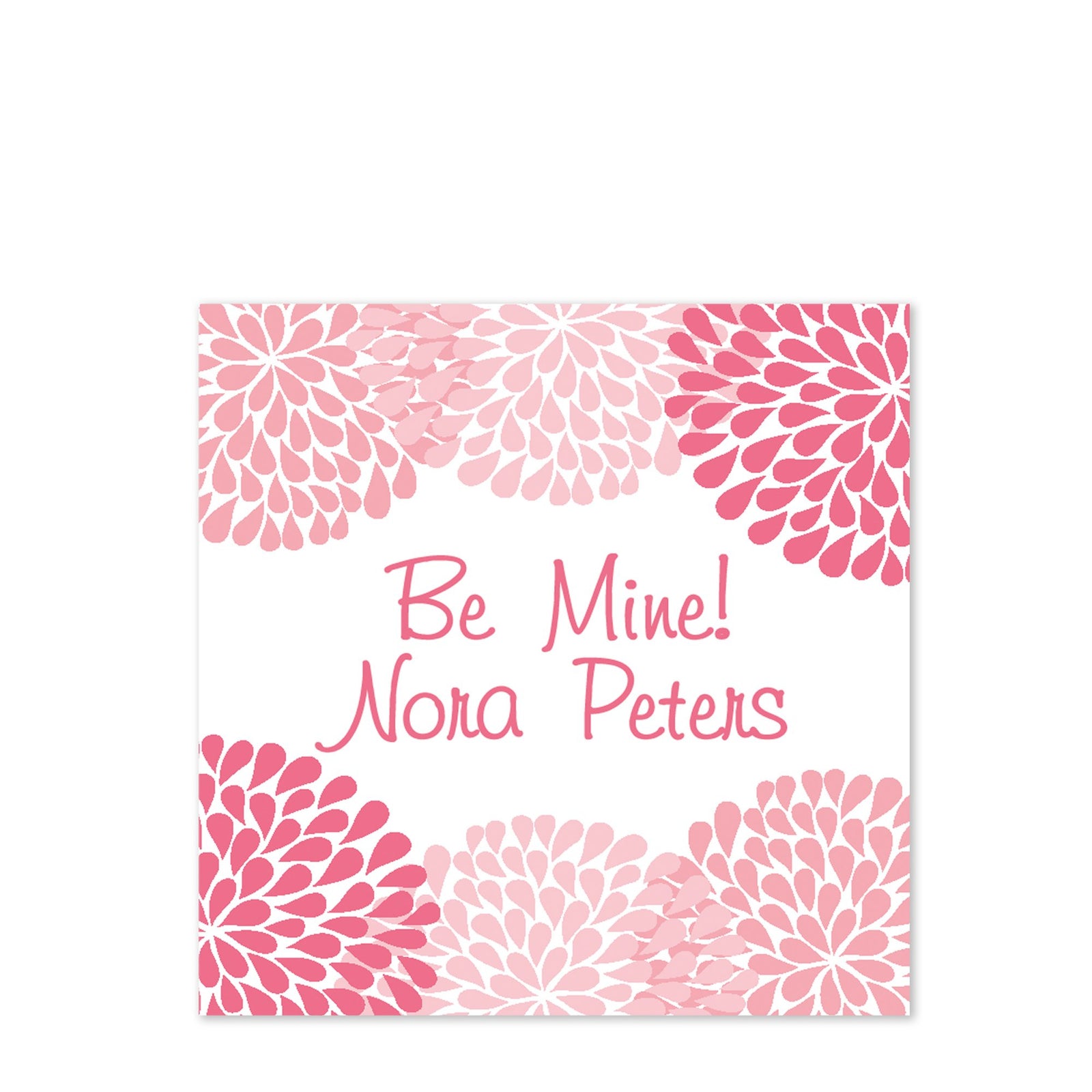 Valentine's Day Pink Chrysanthemum Sticker 2.5" Square Valentine's Day Sticker for candy bag | Classroom Party | Personalized stickers | PIPSY.COM