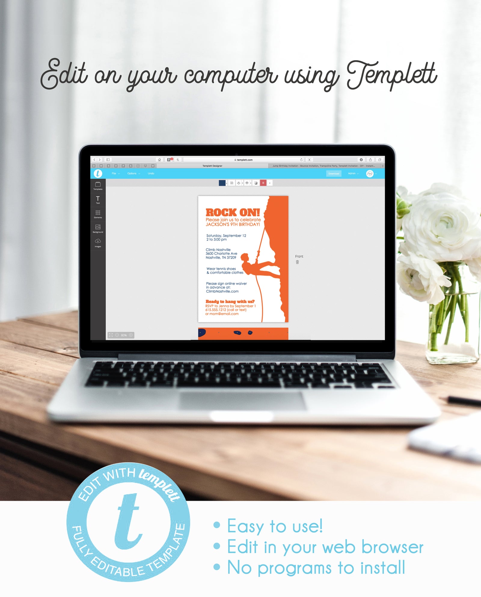 Boy Rock Climbing Birthday Invitation | DIY Instant Download | Templett Invitation | PIPSY.COM