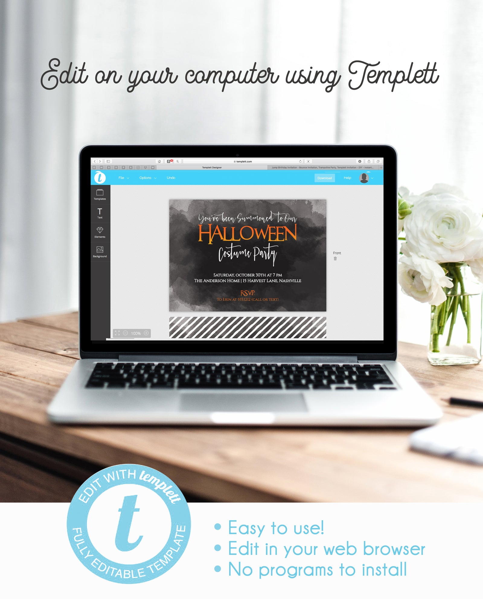 Something Wicked This Way Comes Summons Halloween Invitation | DIY Instant Download | Templett Invitation