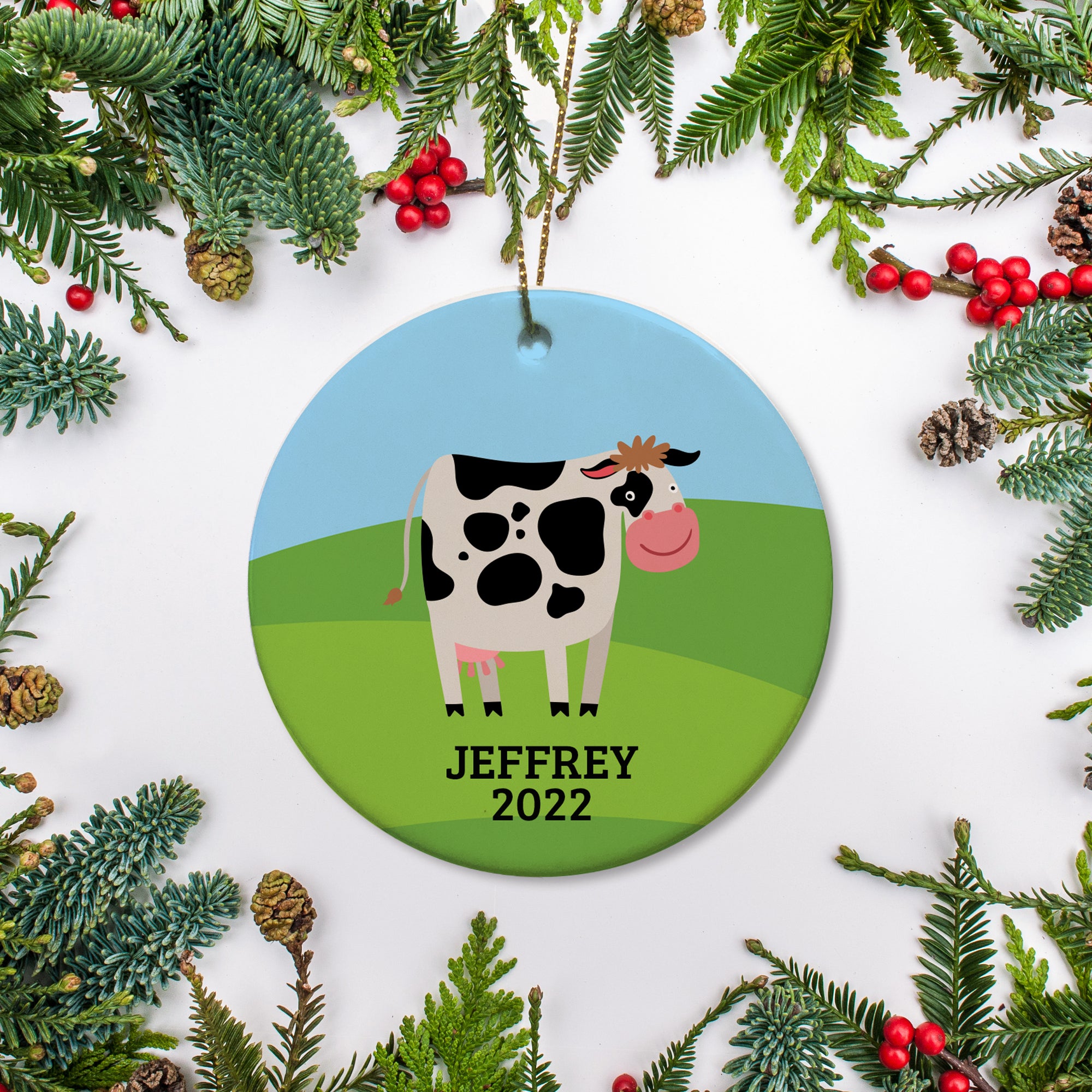 Personalized Christmas Ornament | Cow Farm Animal Ornament | Pipsy.com