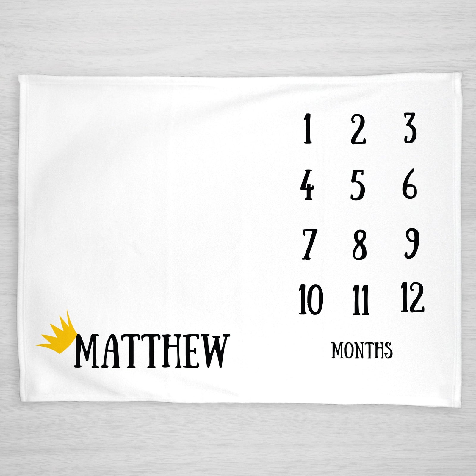 Crown Milestone Blanket for a Wild Boy, Personalized with name