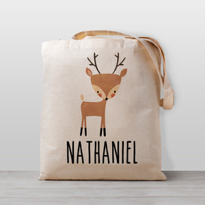 Deer Personalized Tote Bag, Antlers, Buck, 100% natural cotton canvas