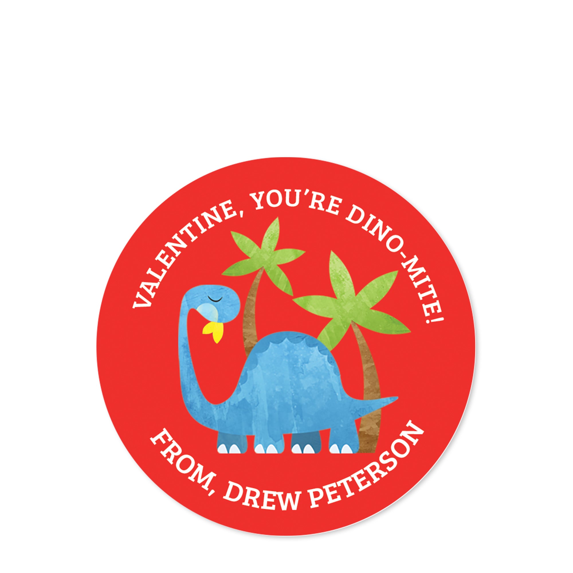 Blue dinosaur with red background | palm trees