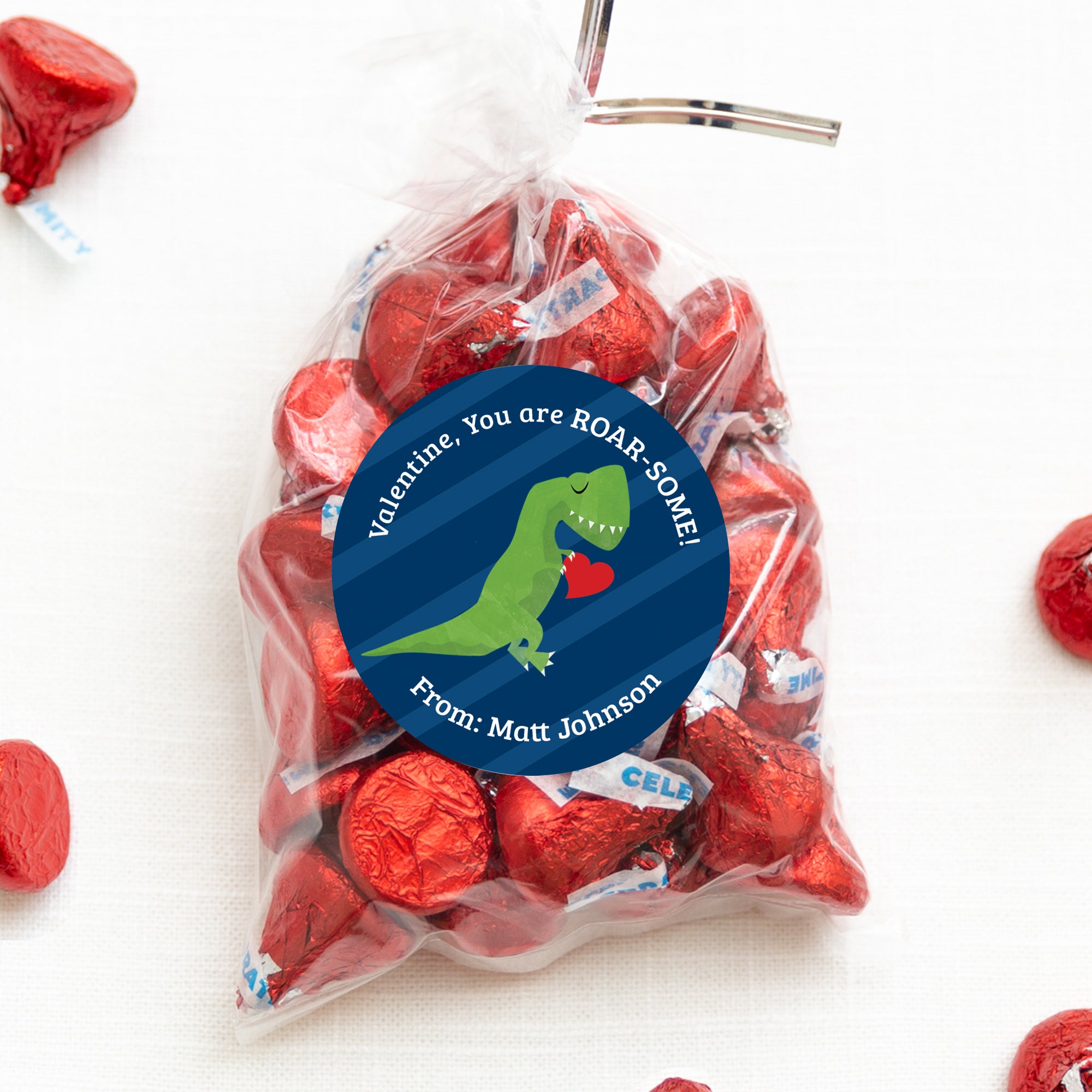 Dinosaur, T-Rex Valentine's Day Class Stickers - You are ROAR-SOME