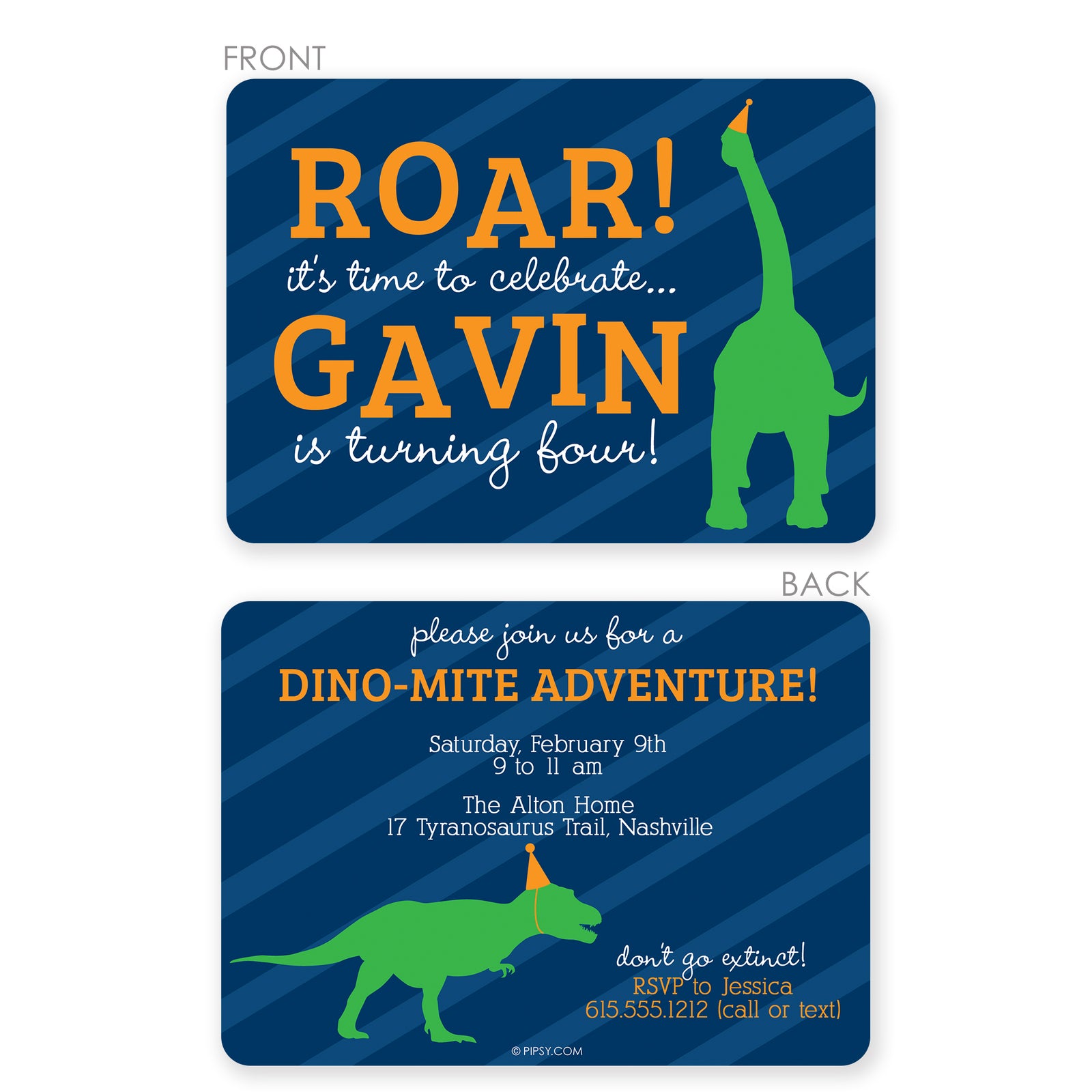 Dinosaur Party Invitation | Pipsy.com | Blue & Green