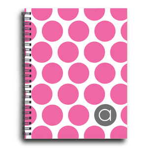 Big dotty Spiral Notebook, Hot Pink and Gray, Personalized, PIPSY.COM