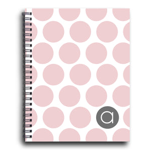 Big dotty Spiral Notebook, Ballet Pink and Gray, Personalized, PIPSY.COM