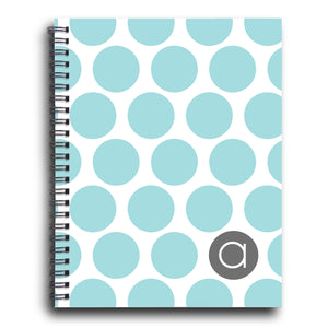 Big dotty Spiral Notebook, Robins Egg Blue and Gray, Personalized, PIPSY.COM