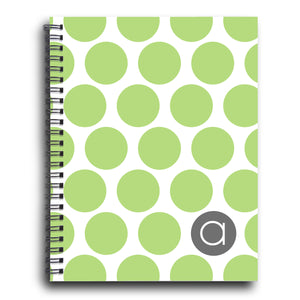 Big dotty Spiral Notebook, Spring Green and Gray, Personalized, PIPSY.COM