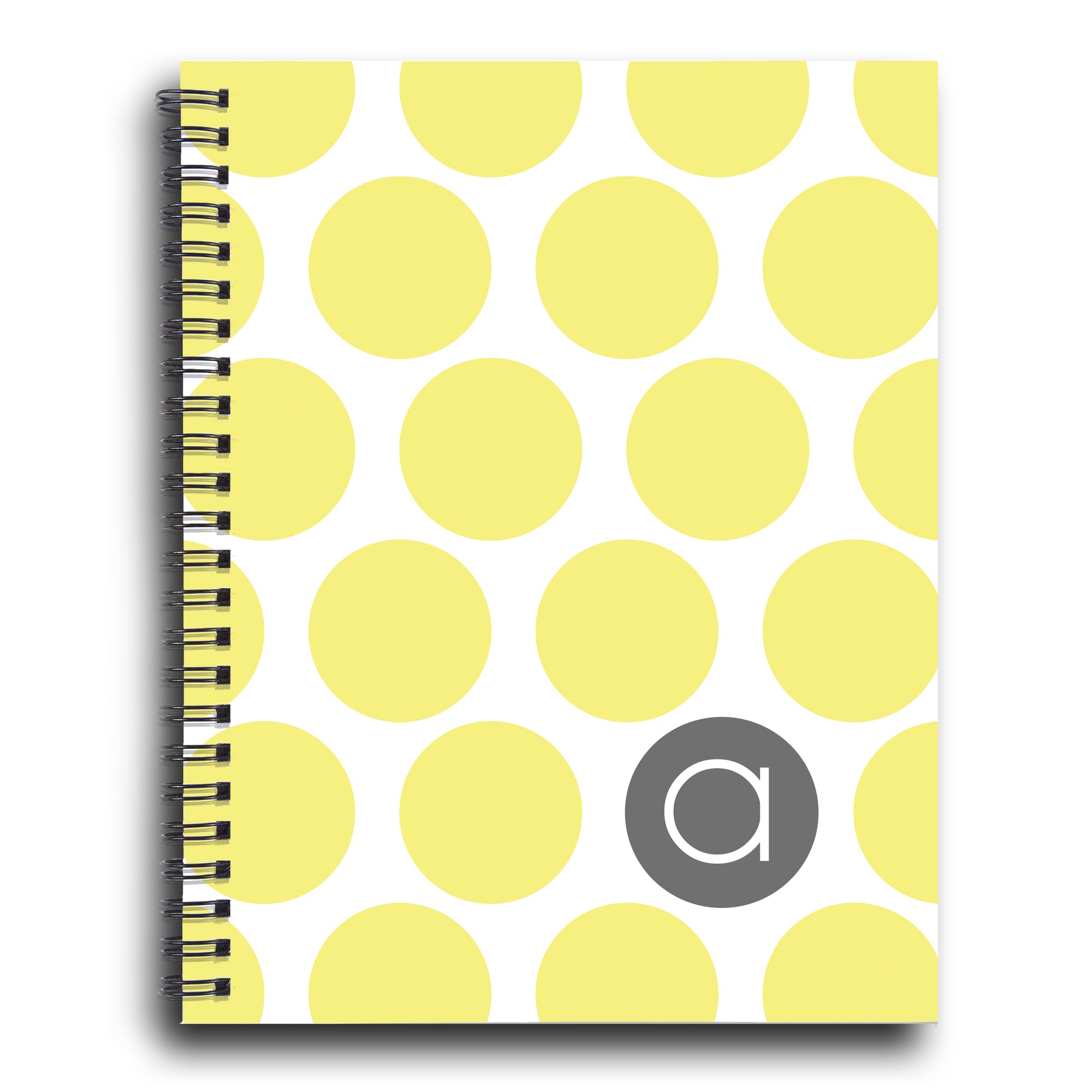 Big dotty Spiral Notebook, Lemon Yellow and Gray, Personalized, PIPSY.COM