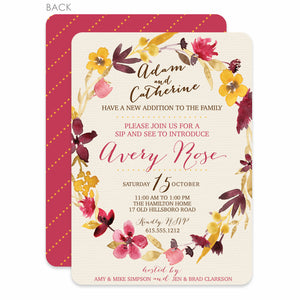 Floral Wreath Sip and See Invitation | Swanky Press