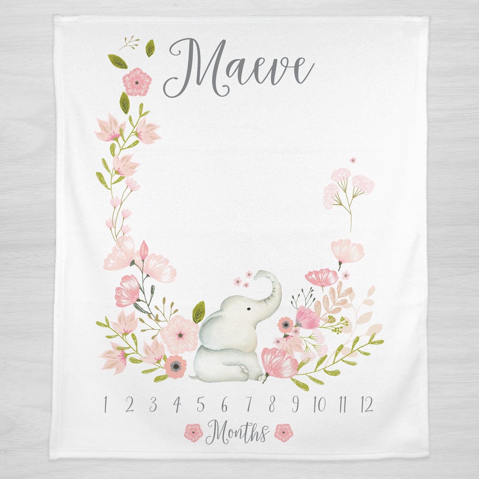 Floral Elephant Milestone Baby Blanket - Pink | Pipsy.com