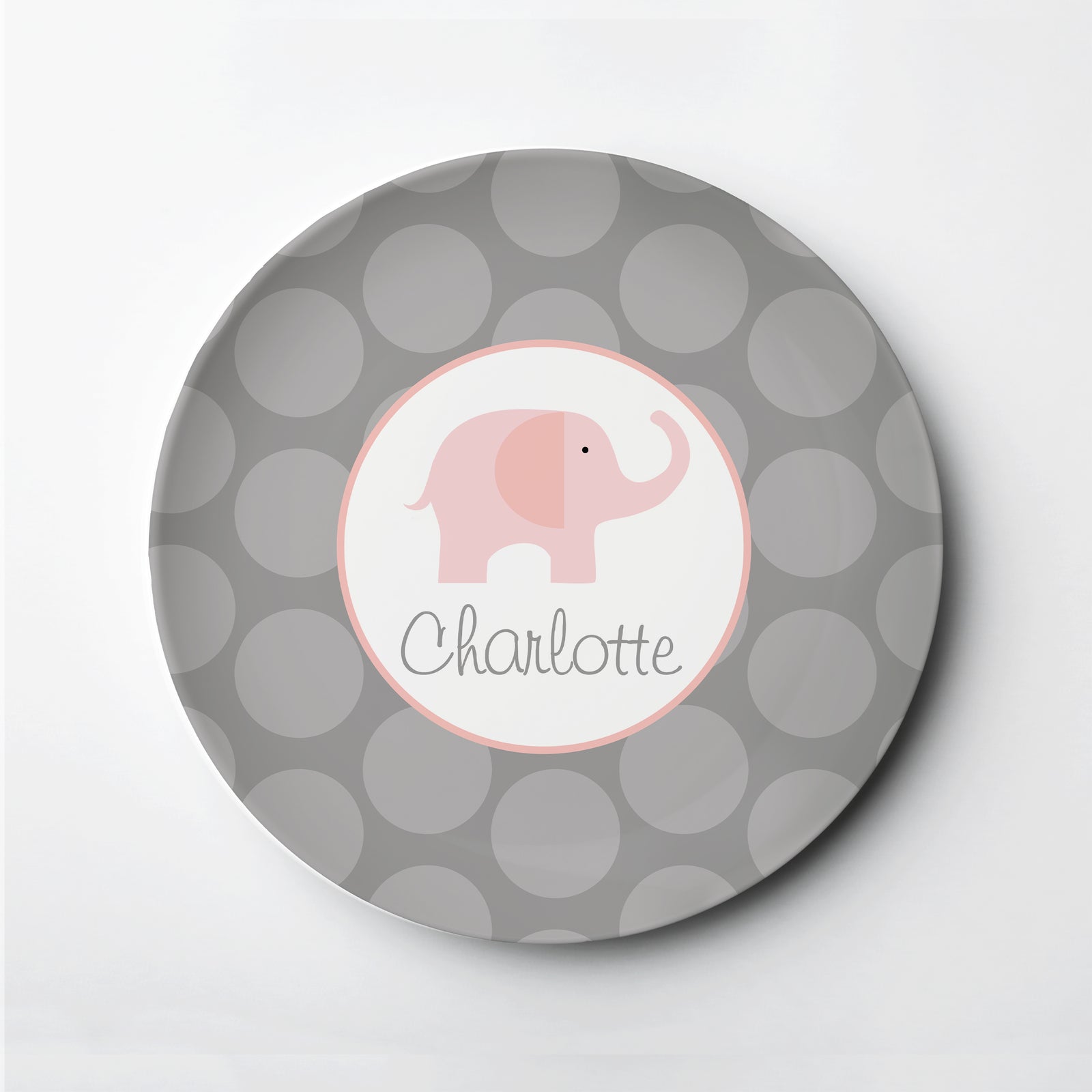 blue and grey elephant personalized plate