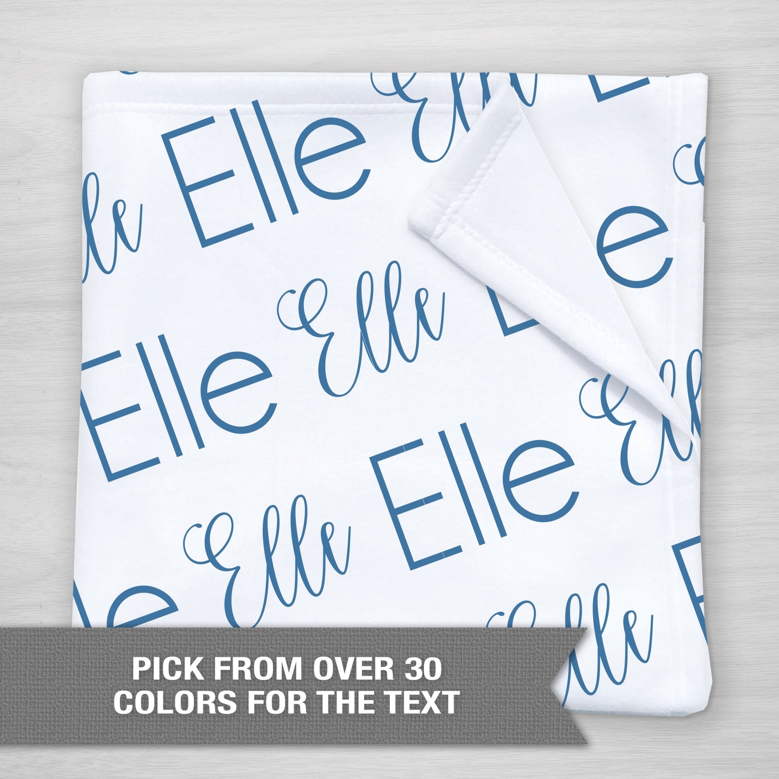 Personalized girl name blanket, choose your own text color, super soft fleece, permanent print