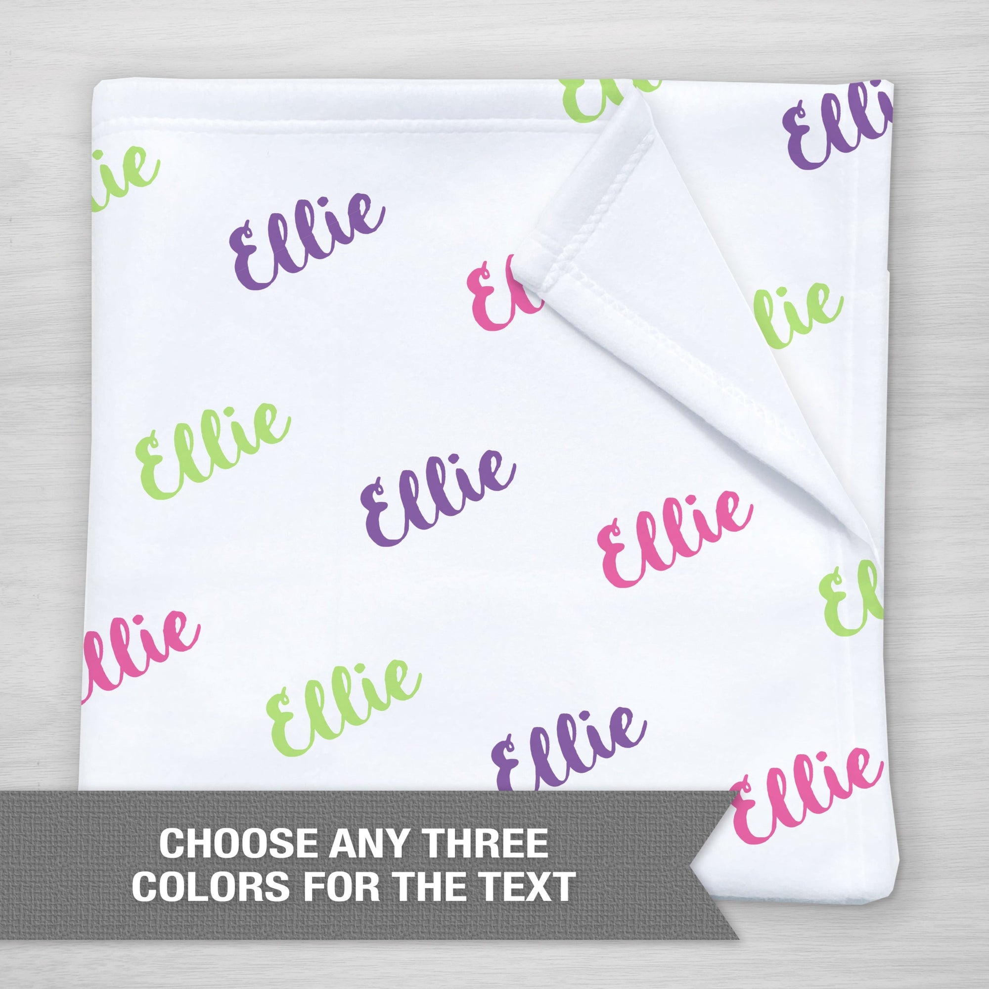 Cursive Name Blanket, Super soft fleece, choose any 3 colors for the text