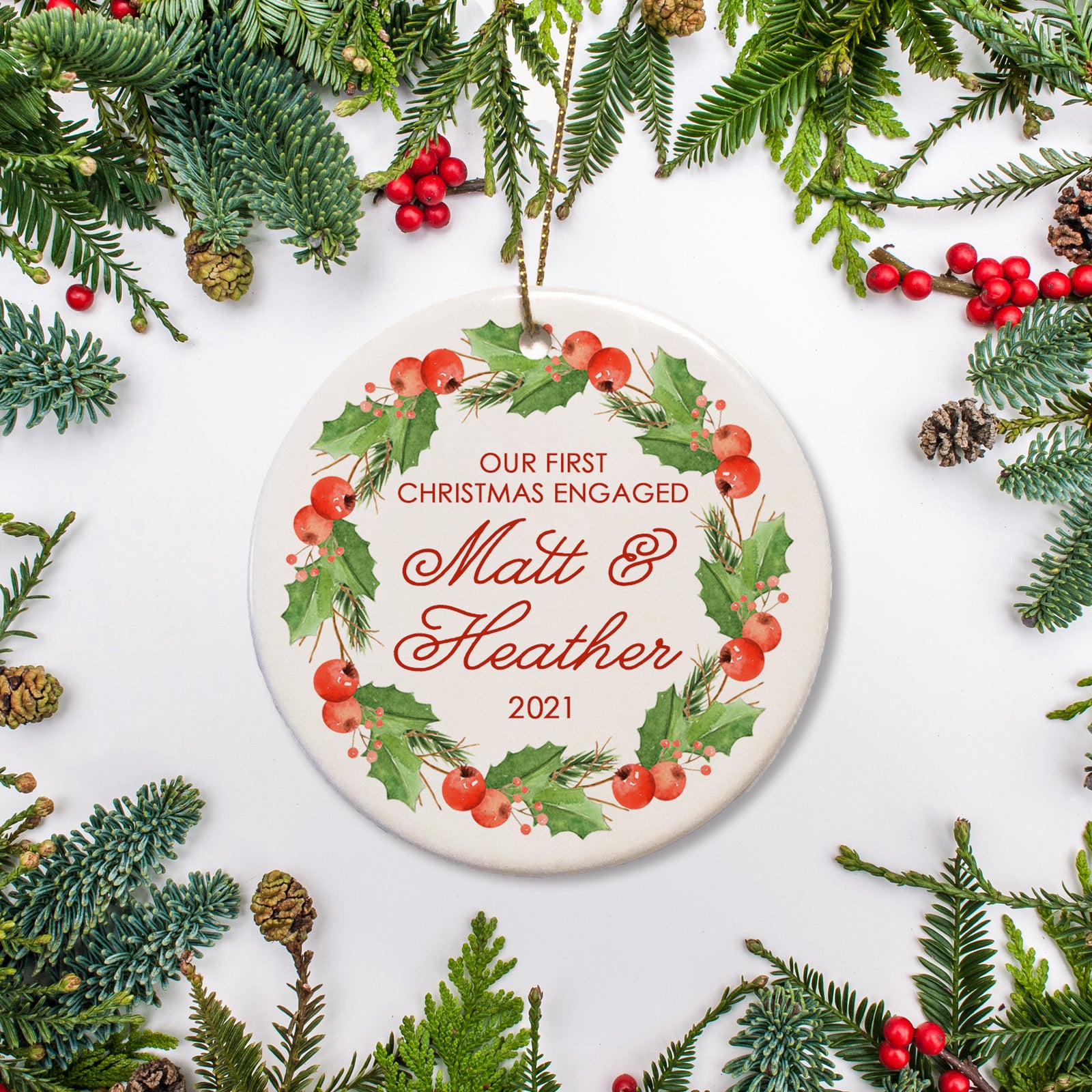 Personalized Engagement Keepsake Christmas Ornament | Wedding gift |Pipsy.com