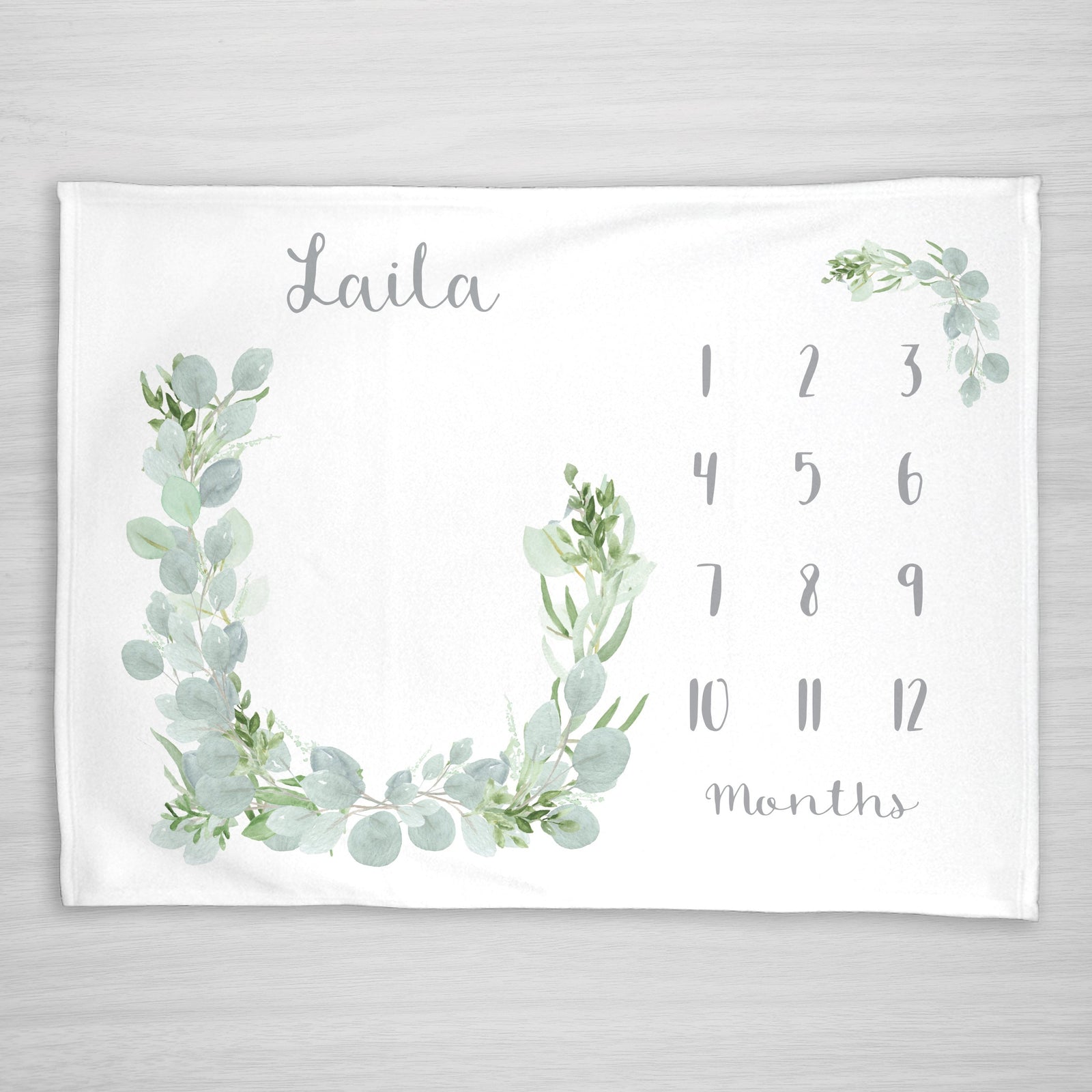 Eucalyptus Wreath Personalized Milestone Blanket