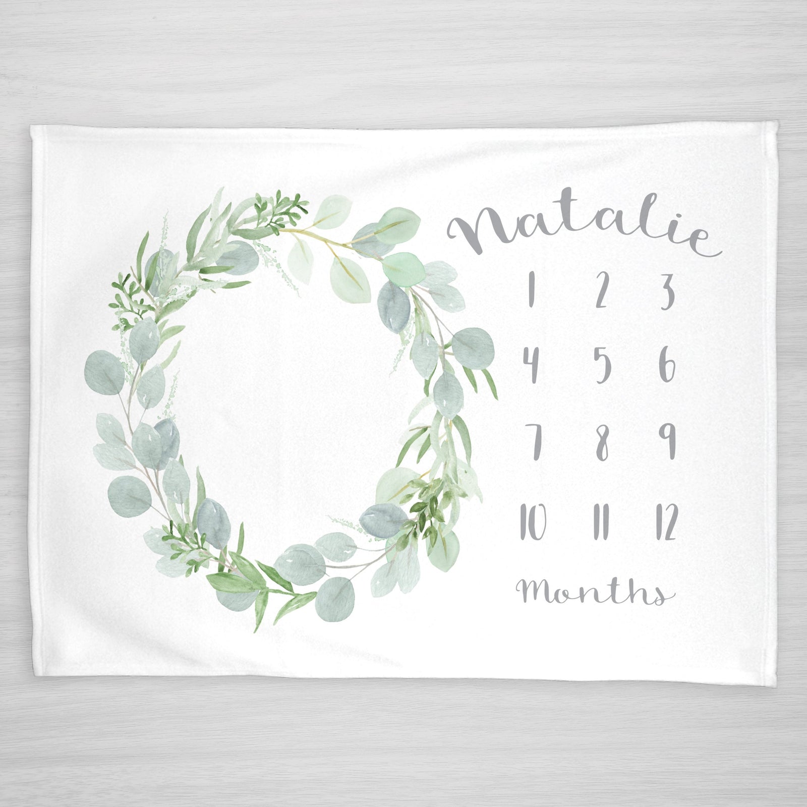 Eucalyptus Wreath Personalized Milestone Blanket