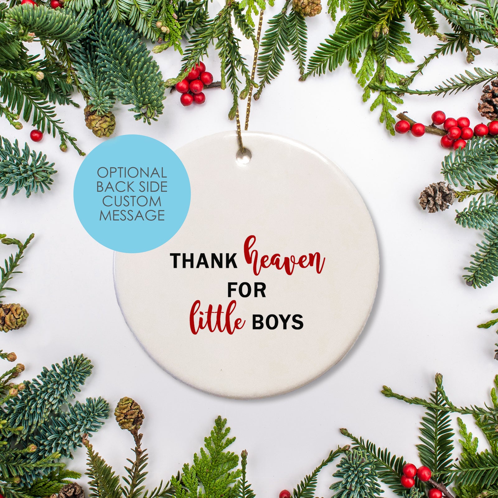 Red ladder fire engine truck personalized Christmas Ornament. Add name and year of your choice. PIPSY.COM