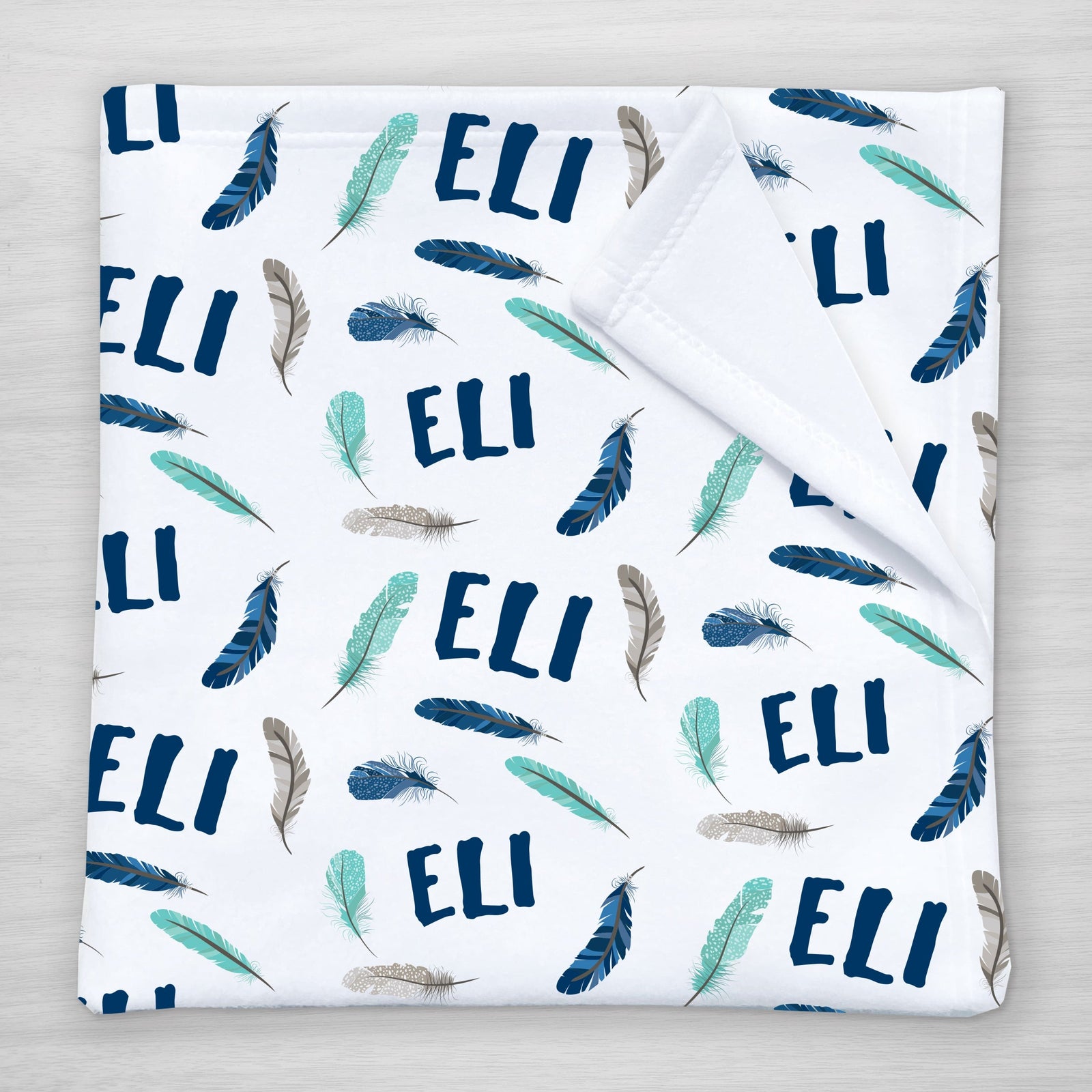 Feather Name Personalized Baby Blanket