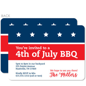 4th of July Invitation, Flag with stars and stripes, Printed on premium heavy cardstock from PIPSY.COM