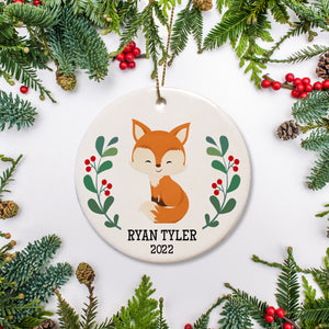 Fox Personalized Christmas Ornament with child's name and year. Makes a great keepsake gift