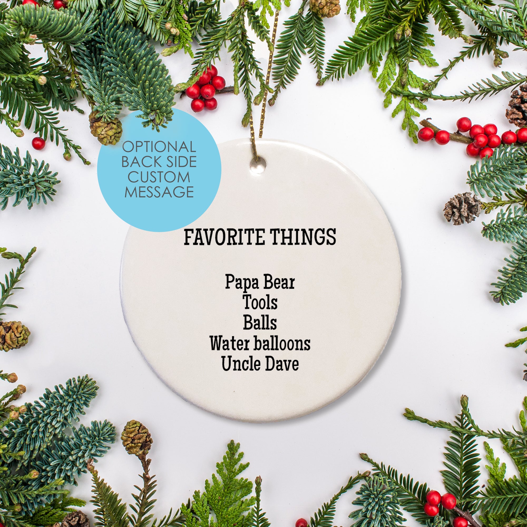 Personalize the back of your ornament with all of their favorite things through the year | Pipsy.com