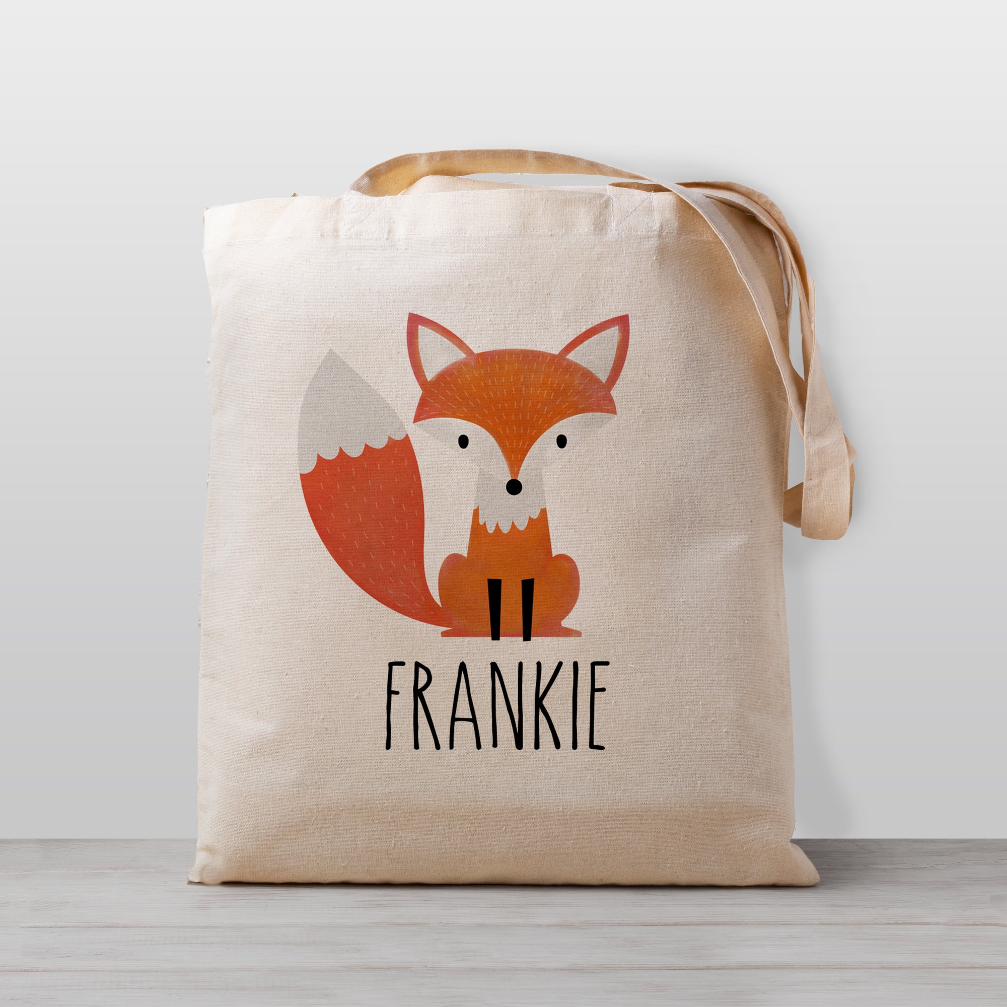 Fox Personalized Tote Bag for Kids, 100% Natural Cotton Canvas