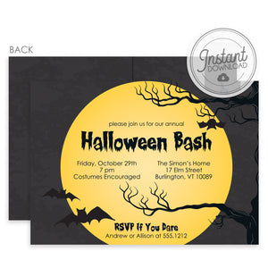 Full Moon Halloween Party Invitation | DIY Templett | Pipsy.com