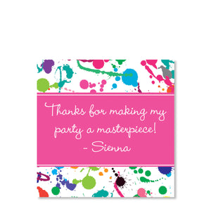 Pink Art Splatter Party Cardstock Gift Tag | Swanky Press | Front