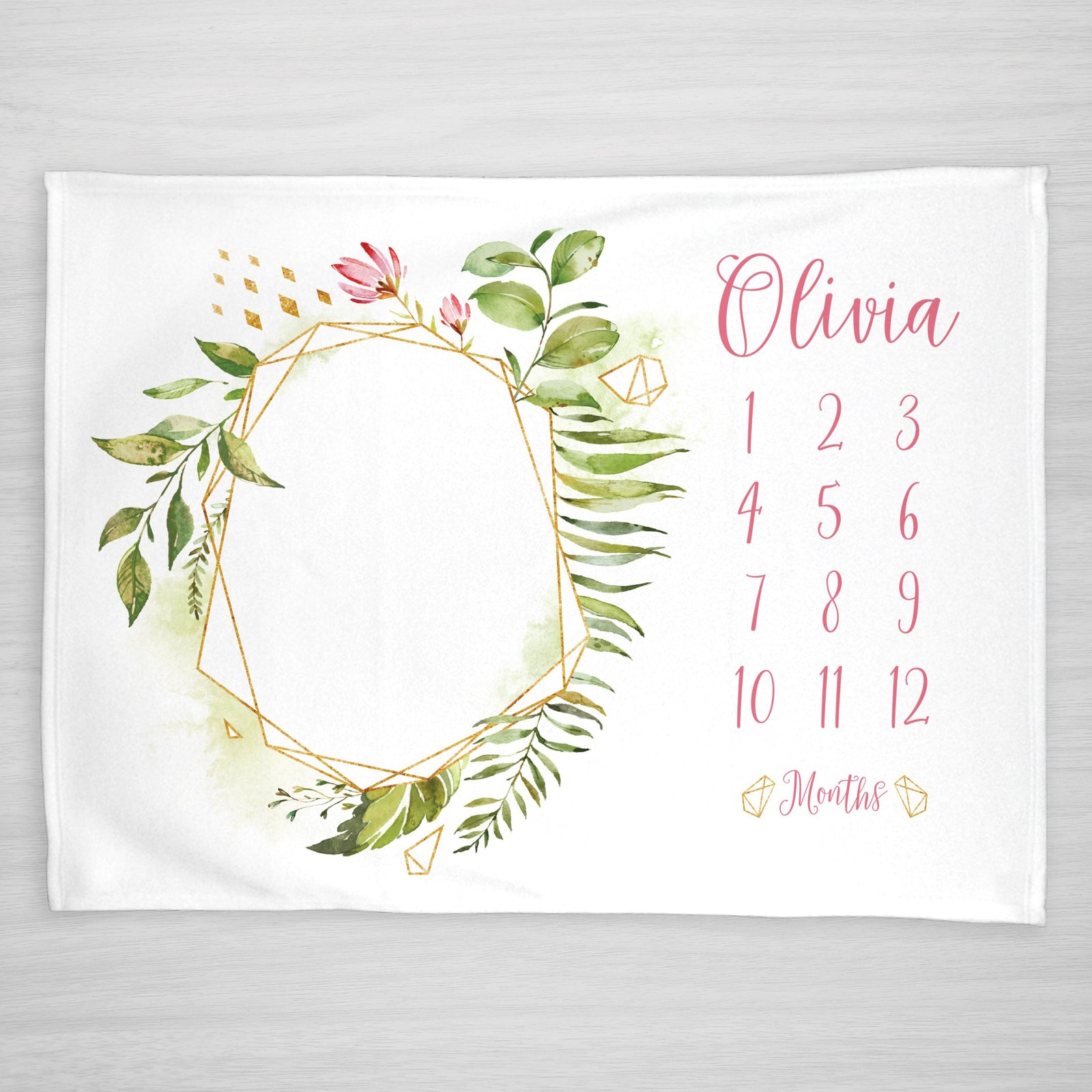 Geometric Frame with Crystals Modern Milestone Blanket, Personalized