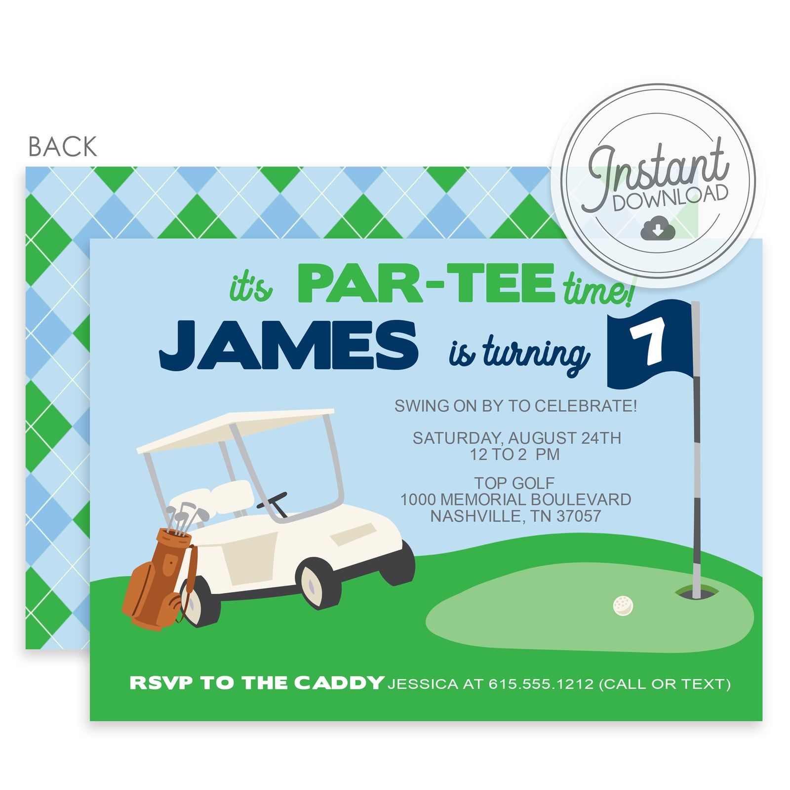 Golf Birthday Invitations (DIY Printable)