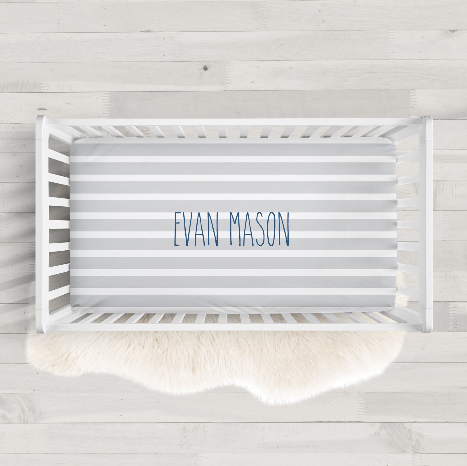 Striped Personalized Baby Crib Sheet