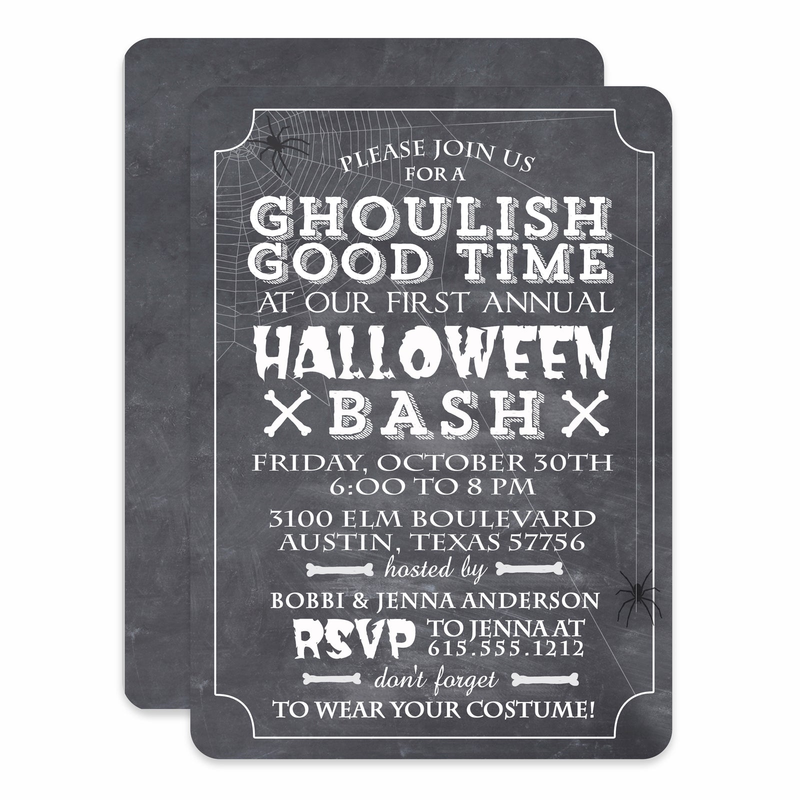 Ghoulish Good Time Halloween Invitation | Chalkboard Style Invite | Printed | PIPSY.COM
