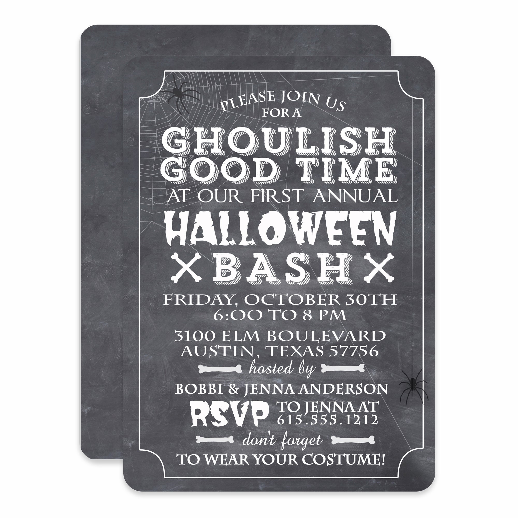 Ghoulish Good Time Halloween Invitation | Chalkboard Style Invite | Printed | PIPSY.COM