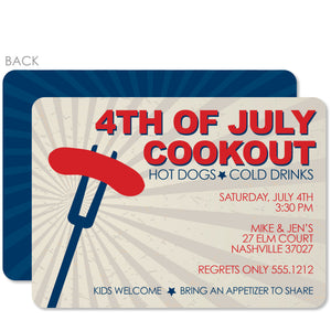 4th of July Invitation, Backyard Barbacue BBQ, Hot Dog, PIPSY.COM