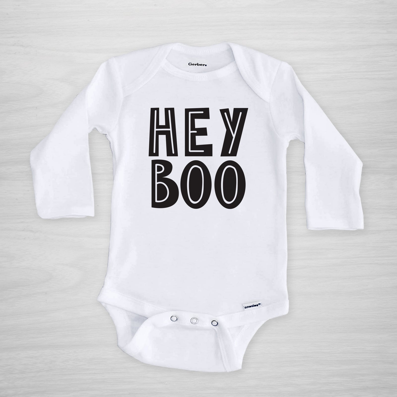 Hey Boo Halloween onesie, long sleeved