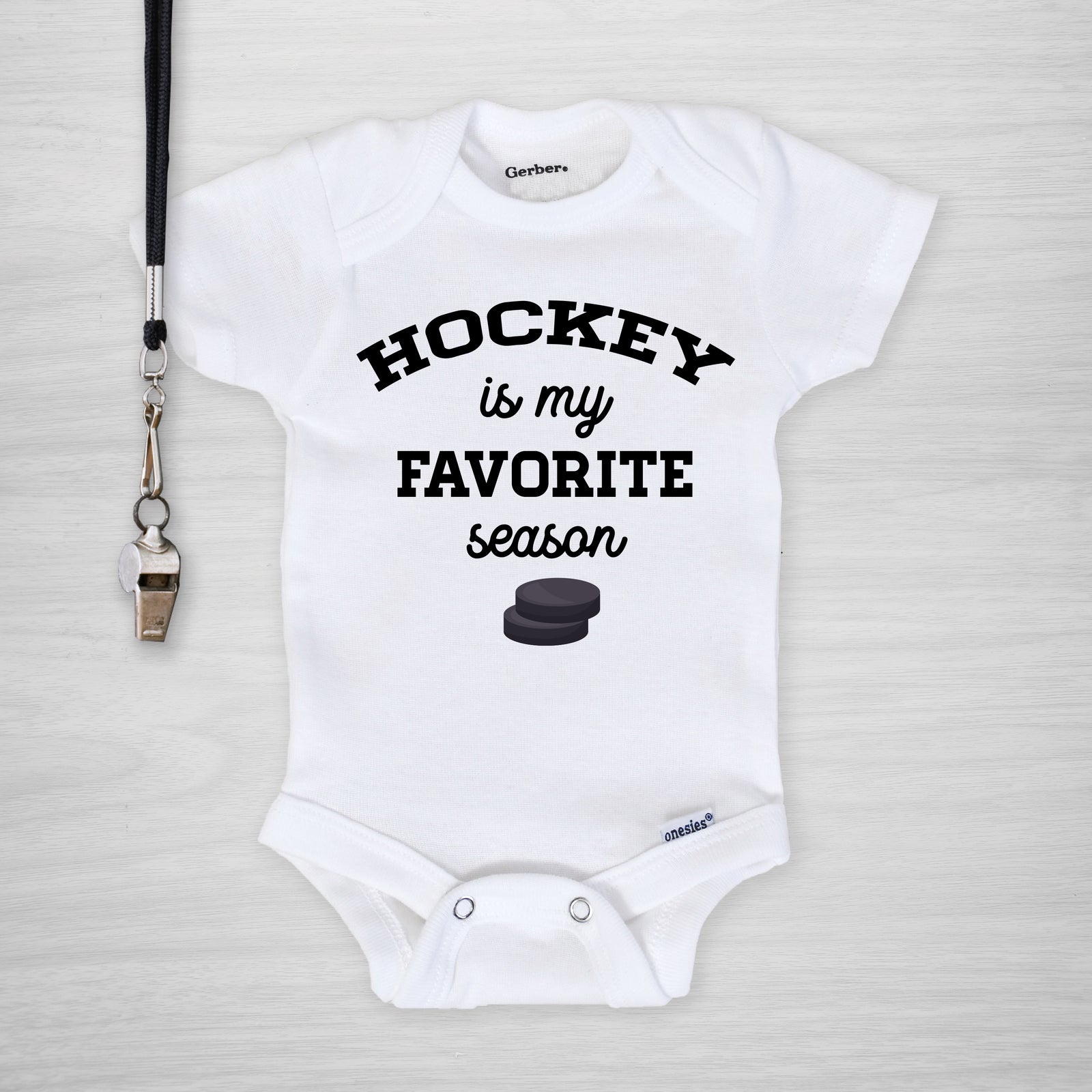 Hockey Is My Favorite Season Gerber Onesie®, long sleeved, PIPSY.COM