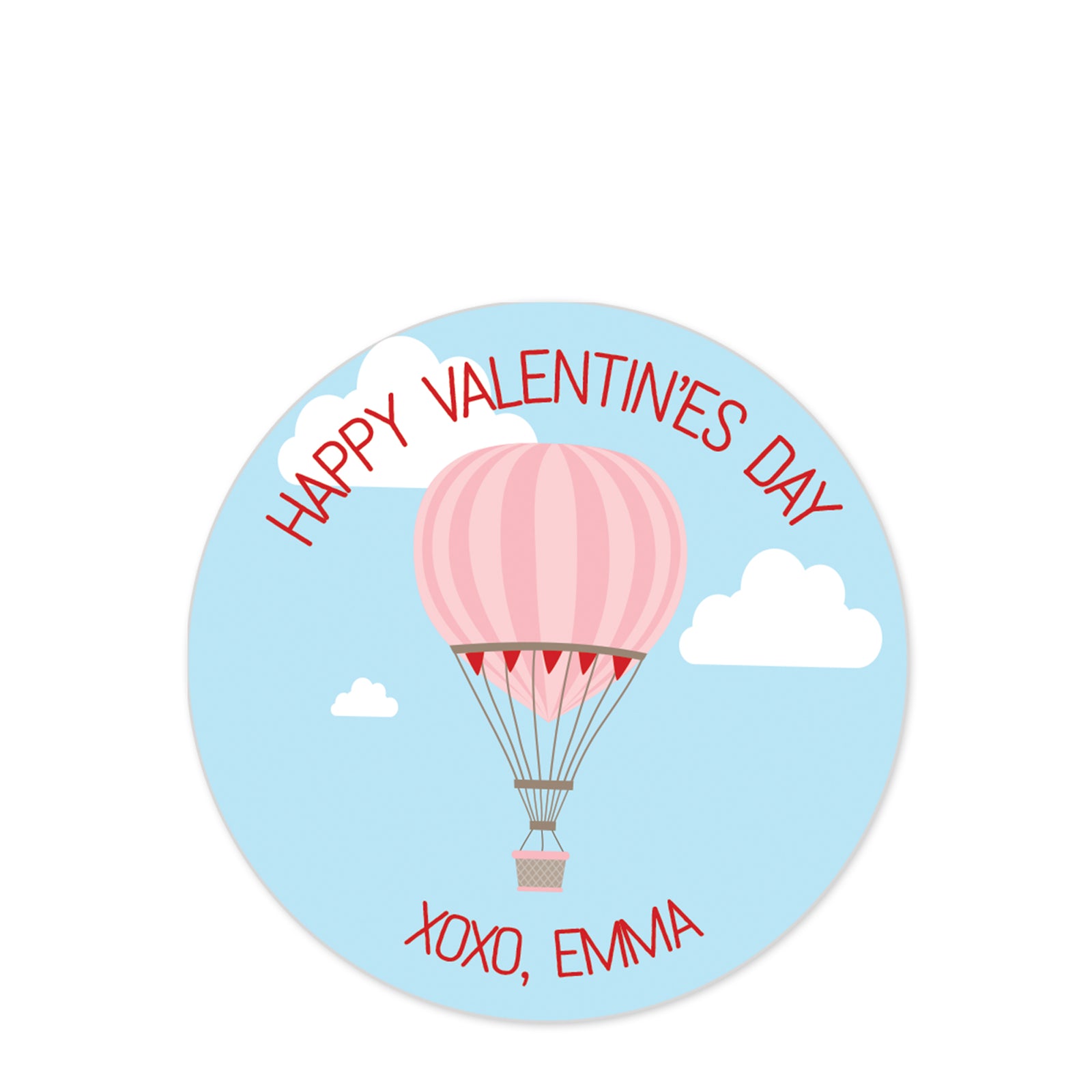 Valentine's Day Class Stickers, Hot Air Balloon 2.5" Round Valentine's Day Sticker for candy bag | Classroom Party | Personalized stickers | PIPSY.COM