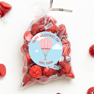 Valentine's Day Class Stickers, Hot Air Balloon 2.5" Round Valentine's Day Sticker for candy bag | Classroom Party | Personalized stickers | PIPSY.COM