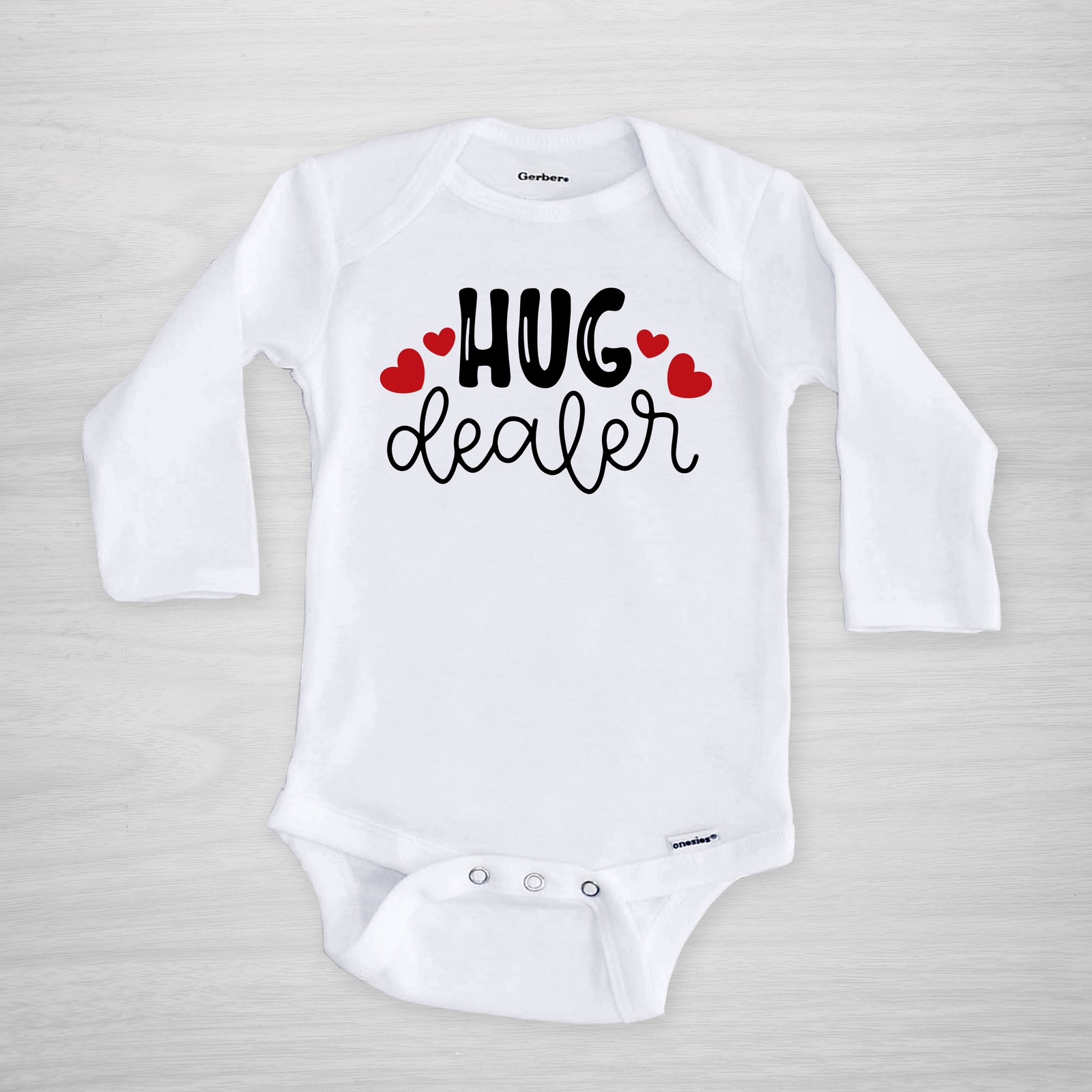 Hug Dealer Valentine's Day Gerber Onesie®, long sleeved
