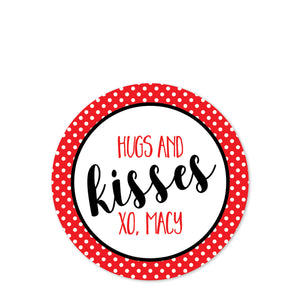 polka dots and hugs and kiss | xoxo | 12 per sheet or print at home digital file